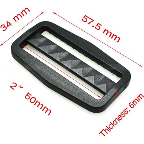 2" Plastic Tri-Glide Slider Adjustable Buckle Black for Backpack Straps Webbing Slider For Sewing Accessories