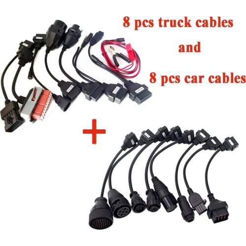 Full Set 8pcs Car Cables + 8pcs Truck Cables for VD tcs Pro Plus Auto Cable for Delphis