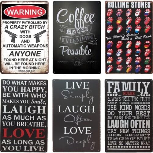 Rock n Roll Band Closed Door Metal Sign Vintage Coffee Wall Hanging Art Poster Cafe Irish Pub Cafeteria Home Decor Tin Signs