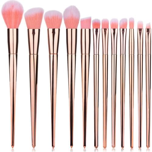12 rose gold makeup brushes, blush, eye shadow brushes, makeup brushes, soft bristles, student beginners travel portable models