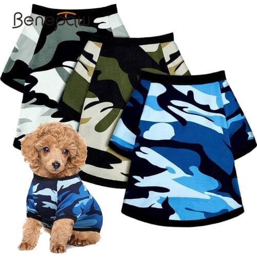 Benepaw Breathable Dog Shirt Comfortable Camouflage Durable Elastic Puppy Tshirt Cotton Pet Clothes For Small Medium Dogs