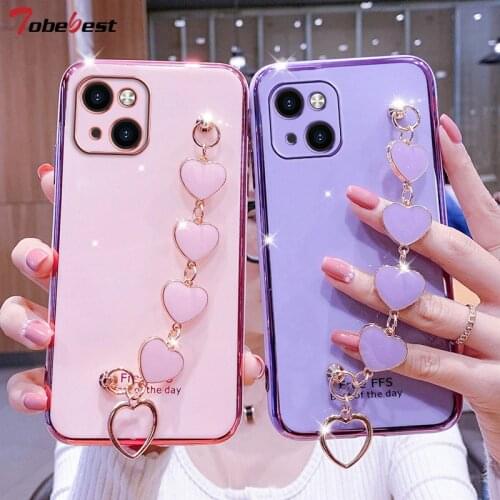 Love Bracelet Chain Plating Silicone Case for Iphone 13 12 11 Pro XS Max XR X 8 7 6S 6 Plus SE 2020 12mini Soft TPU Cover
