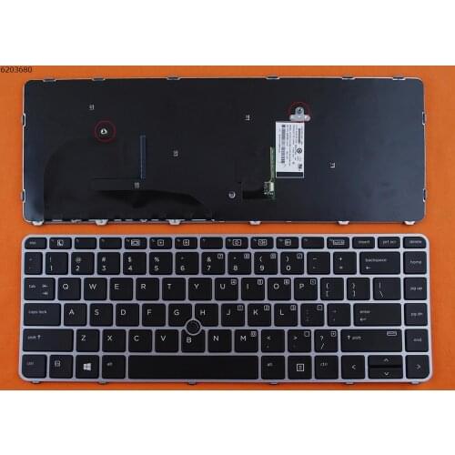 US Replacement Keyboard for HP EliteBook 745 G3 G4, 840 G3 G4, 848 G3 G4SILVER FRAME BLACK With Point UK Laptop