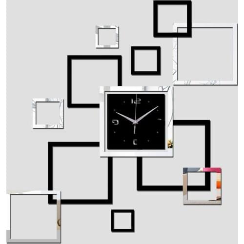 New real quartz living room modern wall clock clocks horloge watch DIY 3d acrylic mirror stickers Home Decora