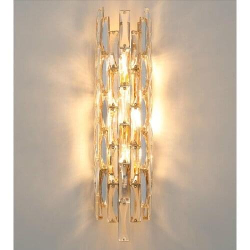 Modern Crystal Luxury LED Wall Light D14cm H50cm Background Wall Lamp For Bedroom Bedside Restaurant AC90V - 260V Wall-Sconces