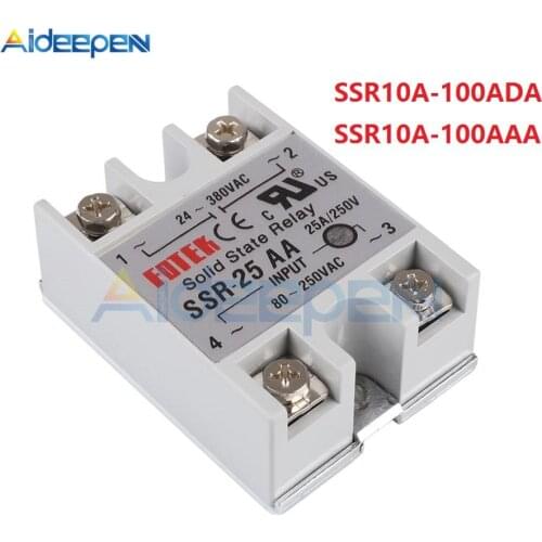 SSR -10DA 25DA 40DA 100DA DC Control AC SSR White Shell Single Phase Solid State Relay DC TO 24-380V SSR 10AA 25AA 40AA