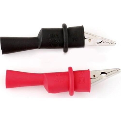 2pcs Alligator Crocodile Test Clip Nickel-plated Brass Multimeter Tester Probe Clamps For Test Tools