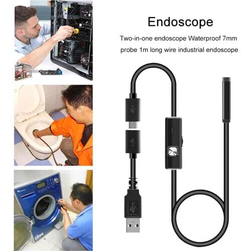 7mm Mobile Phone Endoscope Waterproof Pipe USB IP67 Waterproof 6LED Industrial Inspection Camera Auto Repair Test Snake Tube