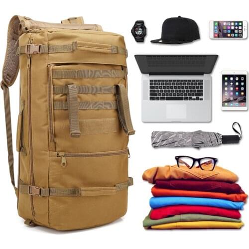 Large Capacity Men Hand Luggage Travel Duffle Bags Canvas Travel Bags Weekend Backpack Multifunctional Tactical Hunting Backpack