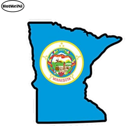 HotMeiNi 13cm x 12cm Car Styling Minnesota Flag Map Shape Printed Vinyl Decal Sticker Mn USA Waterproof Car Sticker Graphical