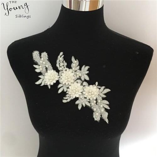 DIY Sewing Embroidery Collar White Lace Neckline trim Applique Lace Fabric Applications for wedding dress Clothing Accessories