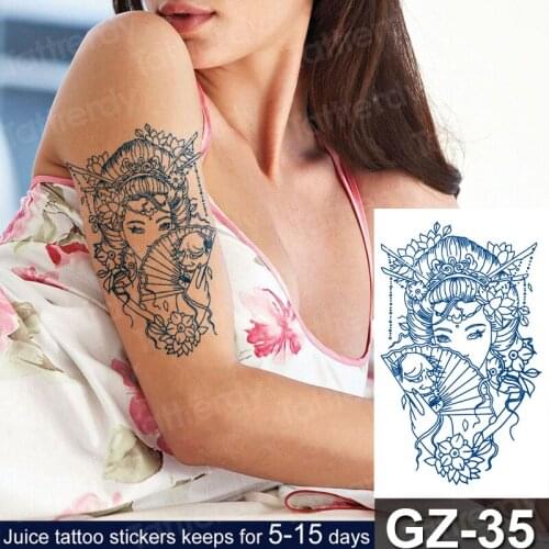 Japanese traditional geisha Waterproof Temporary Tattoo Sticker Women Flash Tattoos Body Art Arm Fake Tatoo Long Lasting Safe