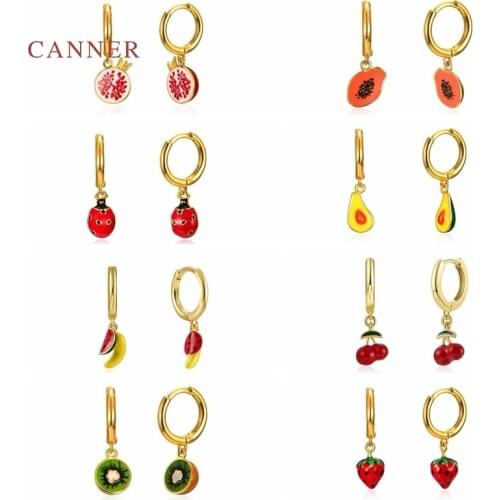 CANNER 925 Sterling Silver Earrings For Women Summer Fruits Earrings Dangle Ear Piercing Pendientes Mom Gift 2021 Trend Vintage