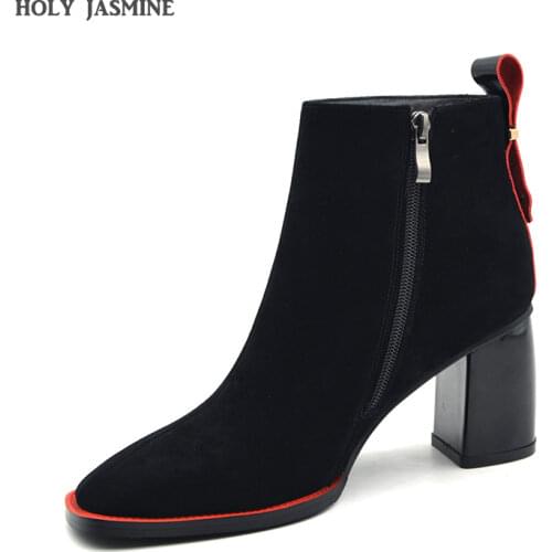 Fashion Ankle Boots Women Top Quality Cow Suede Zip 2020 Autumn Winter New Fashion Lady Genuine Leather Shoes Flat Heel Handmade