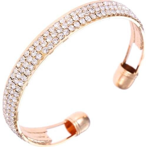 Luxury Design Adjustable Open Style Rhinestone Ladies Bracelet For Women Fashion Chain Bracelet Women Jewelry Gift