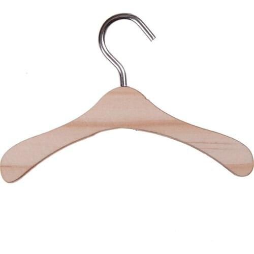 10PCS Wooden Clothes Hanger Metal Hook Clothing Rack for BJD Dolls Accessories Wholesale