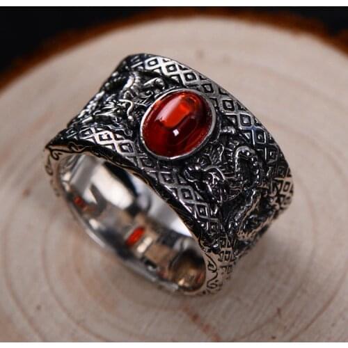 100% Real jasper jade rings resizable ruby dragon ring 925 sterling silver ring women men rings jade jewelry diamond ring