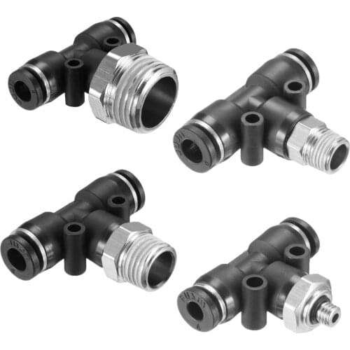 Uxcell Push To Connect Fittings T Type Thread Tee G Male Have Flexibility Abrasion Resistance Light Weight 2/5/8/10pcs