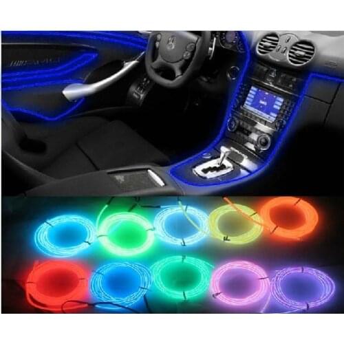 Car Accessories Interior Flexible Neon Light Atmosphere Lamp EL Glow Wire Rope With Cigarette Lighter For Christmas Wedding Auto