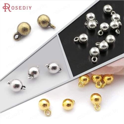 B031)200 pieces Diameter 4mm Zinc Alloy Small Round Ball Charms Chains End Beads Diy Jewelry Findings Jewelry Accessories