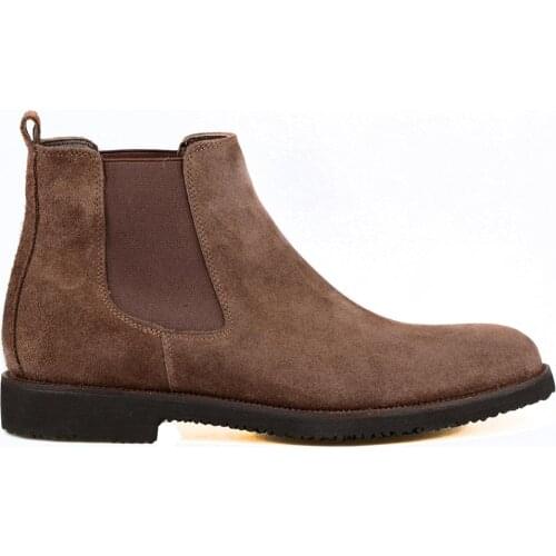FootCourt- Brown Genuine Leather Suede Chelsea Boots Decent Men Ankle Boots Fashion Brand Autumn Winter New Season Smart Casual