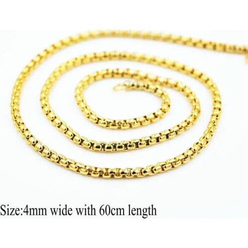 BPPCCR Gold Color Pearl Chain Necklace For Men Women Stainless Steel Snake Chain 24inch Wholesale DIY Long Chain