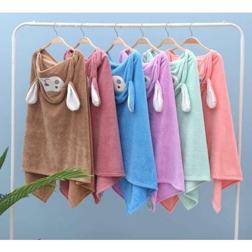 Baby Bathrobe Poncho Bath Towel Coral Fleece Hooded Infant Towels Blanket Cartoon Newborn Baby Hooded Towel Infant Babies Spa