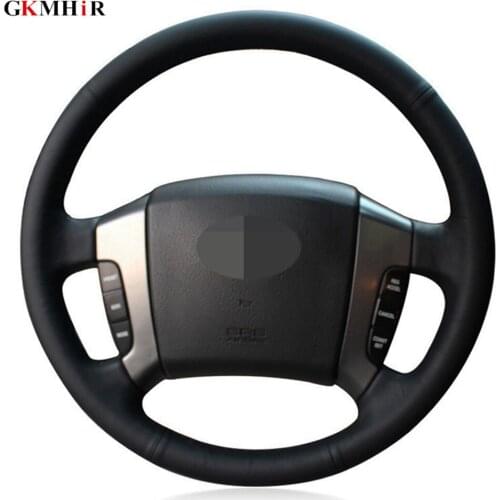 DIY Hand-stitched Black Artificial Leather Car Steering Wheel Cover For Kia Sorento 2003 2004 2005 2006 2007 2008 2009