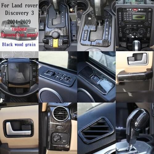 For Land rover Discovery 3 LR3 2004-2009 Car styling ABS Black wood grain Car Interior decoration panel Stickers Car Accessories