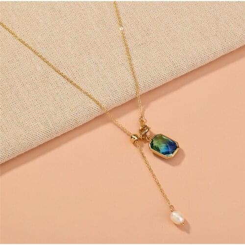 Elegant Temperament Square Teal Pendant Necklace Exquisite Engagement Charm Valentines Day Gift Woman Fashion Creative Jewelry