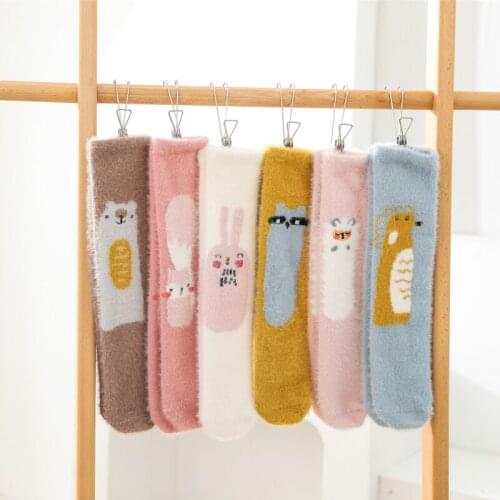 FOCUSNORM 5 Colors Toddler Baby Girls Boys High Knee Stocking Fuzzy Cartoon Animal Print Long Stockings