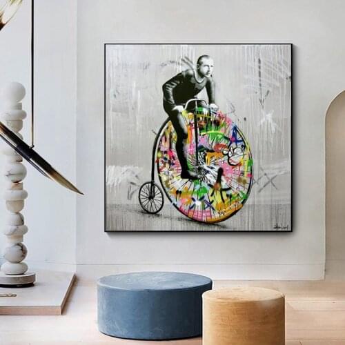 Graffiti Art Martin Whatson Cycling Canvas Painting Posters and Prints Wall Art Pictures for Living Room Home Cuadros Decoration