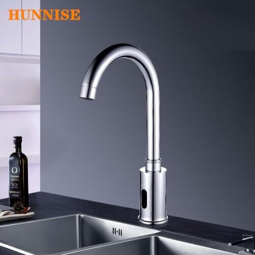 Chrome Sensor Basin Faucet Deck Mounted Touchless Sensitive Bathroom Mixer Faucet Intelligent Handfree Sensor Basin Sink Faucets
