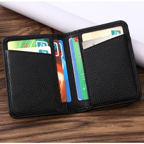 Genuine Leather Isolated ID Card Holder Fashion Mens Womens Separate Business Card ID Wallet Package pocket Custom name logo