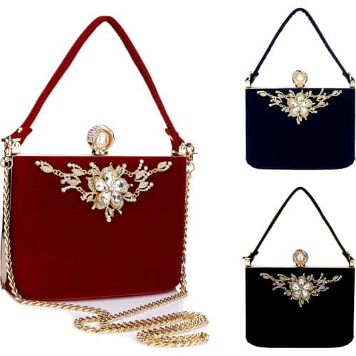 YYW Crystal Clutches Bag Party Purse Women Evening Bags Handbag Crossbody Messenger Bags Wedding Fashion Designer Chain Red Blue