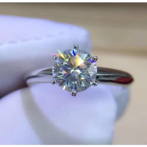 9K White Gold Moissanite Ring Classic Round Cut Engagement Anniversary Gift moissanite Jewellery for Women