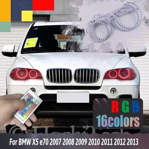 Multi-color Halo Ring Kit RGB Angel Eyes Remote Control for BMW X5 E70 2007 2008 2009 2010 2011 2012 2013 16 Colors Flash