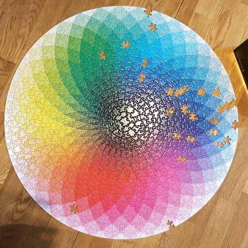 Colorful Rainbow Round Puzzle 1000 Pieces 3D Paper Jigsaw Puzzle for Adults DIY Educational Reduce Stress Toys Children Gifts