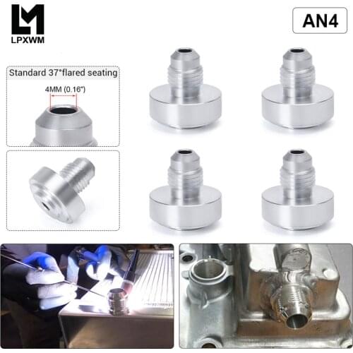 LPXWM- 4PCS/PACK Top Quality Aluminum AN4-AN Straight Male Weld Fitting Adapter Weld Bung Nitrous Hose Fitting Silver