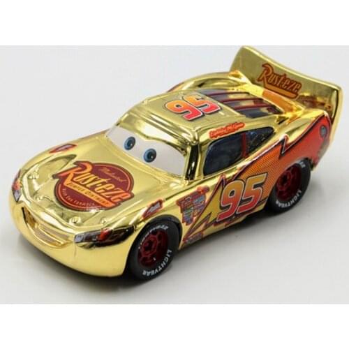 Disney Pixar Cars 2 Gold Silver No.95 Lightning McQueen 1:55 Diecast Metal alloy Toy Car model for children gift brand toys New