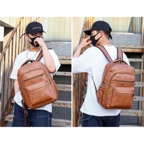 Free Shipping Men High Quality Leather Business Backpack Large Capacity School Bag USB Laptop Bag Casual Travel Shoulder Bags