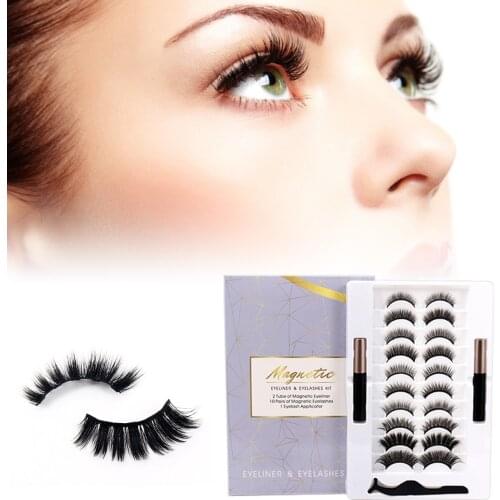 10 Pairs Magnetic Eyelashes Set Waterproof Magnet Eyeliner Long Lasting Natural Magnetic Lashes False Makeup Eyelash Set
