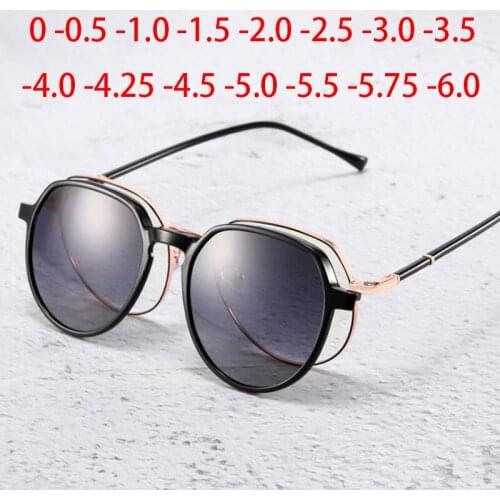 2 In 1 Magnet Polarized Clip Glasses Round Frame Optical Myopia Clip Glasses For Men Eyeglasses 0 -0.5 -1.0 -1.5 -2.0 To -6.0