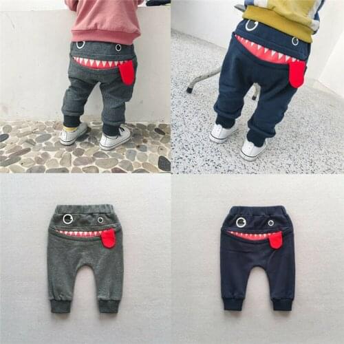 0-4T Fashion Toddler Kid Baby Boy Trousers Big Mouth Monster Style Cute Harem Pants lovely streetwear Cartoon outfit clothes