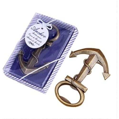 2pcs/lot Bottle Opener Keychain Creative Wedding Birthday Vintage Aeneous Anchor Shaped Beer Opener Gift for Friends Family