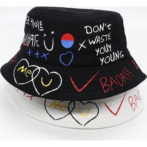 Summer Graffiti Printed Bucket Hats Adult Casual cotton Sun protection Caps Fisherman hat Panama Gorros