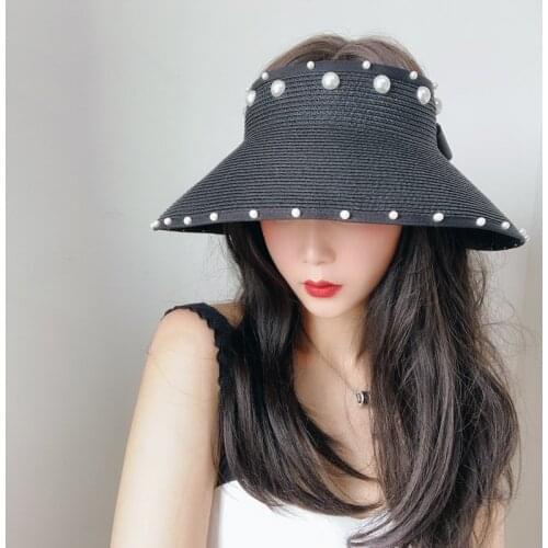 Brand New Spring Summer Visors Cap Foldable Wide Large Brim Sun Hat Beach Hats for Women Straw Hat Wholesale Chapeau