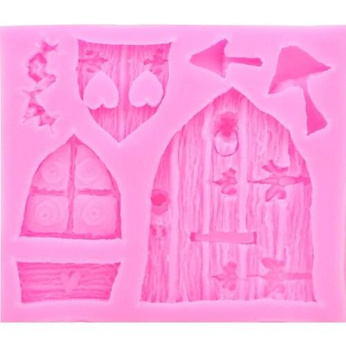 DIY Silicone Mold 3D Cartoon House Door And Window Shape Candy Chocolate Mold Fairy Tale Cake Decorating Tool