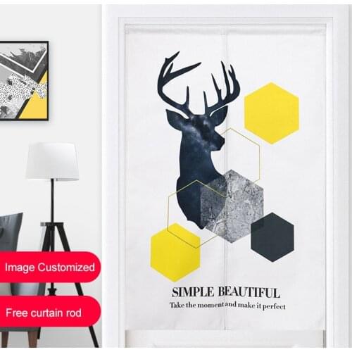 Nordic abstraction Gold Geometric Linen Door Curtain Noren Kitchen Bedroom Curtains Home decoration Customizable curtain