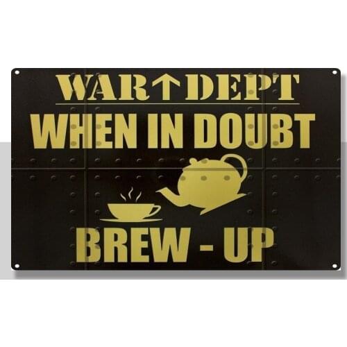 War Dept Brew Up Tea Coffee Cafe Diner Kitchen Old Garage Large Metal Tin Sign